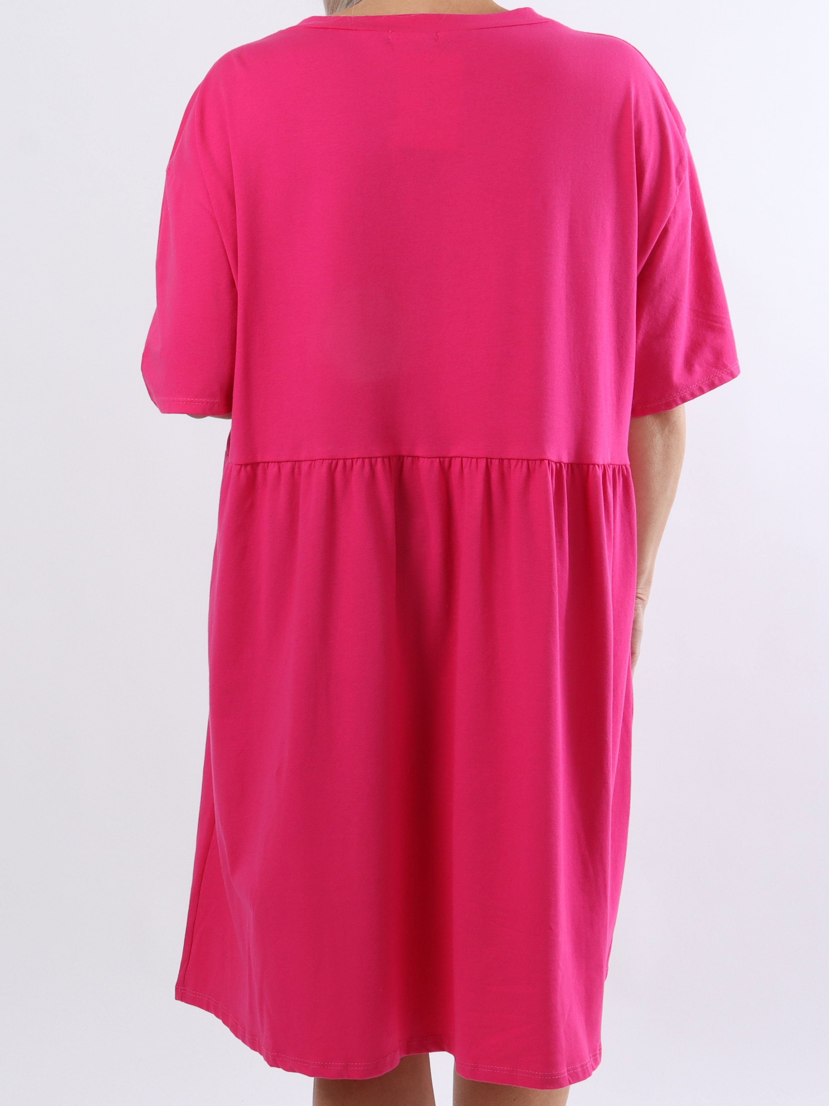 Mynte - Sød plus size kjole i bomuld med 3D tryk